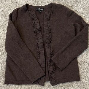 Willi Smith Wool Chocolate Ruffle Cardigan